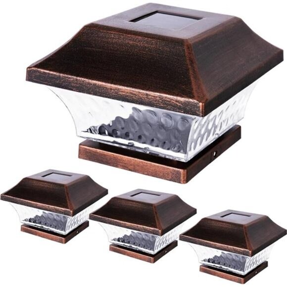 Solar Post Cap Lights Outdoor 4x4 LED Solar Garden Lighting Deck Fence Cap Light - Picture 1 of 7